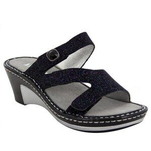 ALEGRIA Loti Wedge Sandal LOT-699 40 Women Adjustable Straps Open Toe Metallic